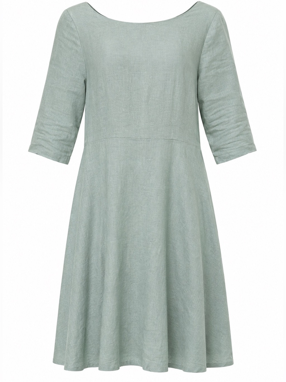 MRSPOMERANZ Custom-made handmade pure linen fit flare light blue dress